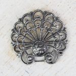 Patina silver filigree baroque shell 24x23 mm x 1 pc