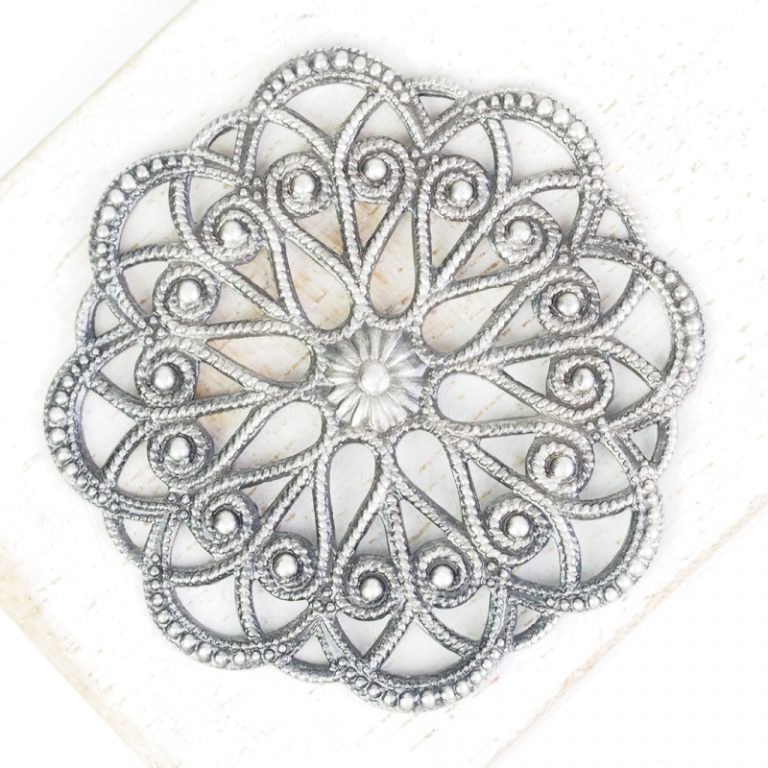 Patina silver filigree circle dance 43x43 mm x 1 pc