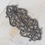 Patina silver filigree elegant 43x19 mm x 1 pc
