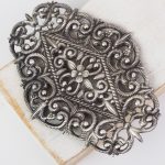 Patina silver filigree flower garden 76x54 mm x 1 pc