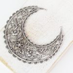 Patina silver filigree medium crescent 44x48 mm x 1 pc