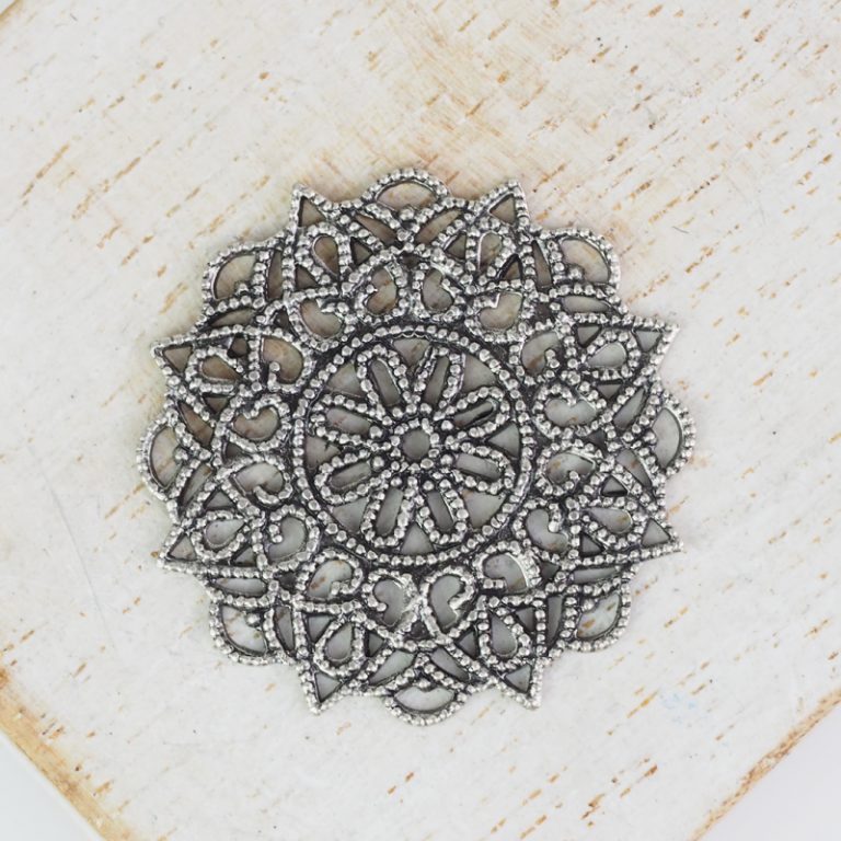 Patina silver filigree rosette 26x26 mm x 1 pc