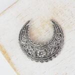 Patina silver filigree small crescent 22x24 mm x 1 pc
