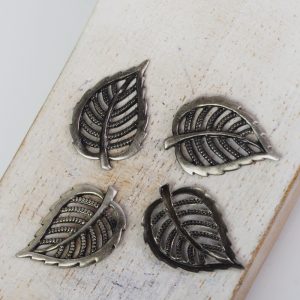 Patina silver filigree small leaf 21x14 mm x 1 pc