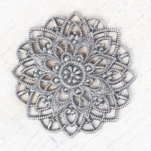 Patina silver filigree star flower 27x27 mm x 1 pc