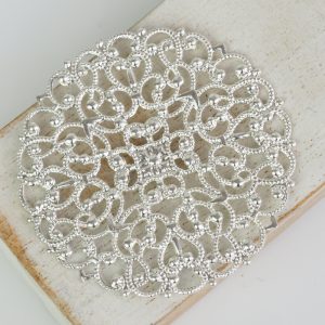 Silver filigree arabesque 55x55 mm x 1 pc