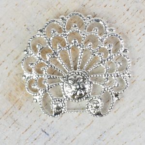 Silver filigree baroque shell 24x23 mm x 1 pc