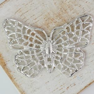 Silver filigree butterfly 38x25 mm x 1 pc