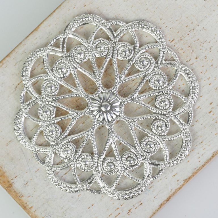 Silver filigree circle dance 43x43 mm x 1 pc