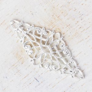 Silver filigree diamond 32x14 mm x 1 pc