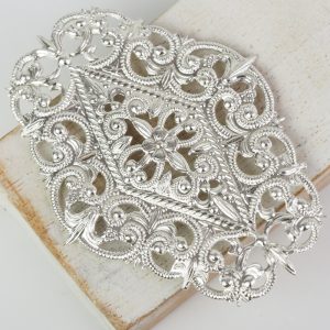 Silver filigree flower garden 76x54 mm x 1 pc