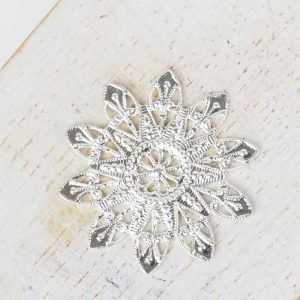 Silver filigree snowflake 27x27 mm x 1 pc