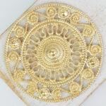 Yellow gold filigree Aztec 46x46 mm x 1 pc