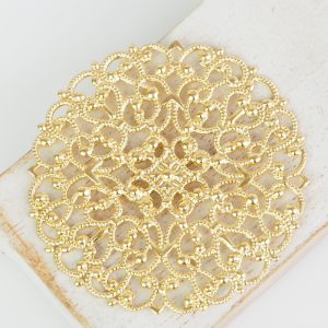 Yellow gold filigree arabesque 55x55 mm x 1 pc