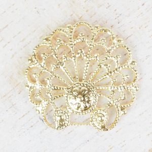 Yellow gold filigree baroque shell 24x23 mm x 1 pc