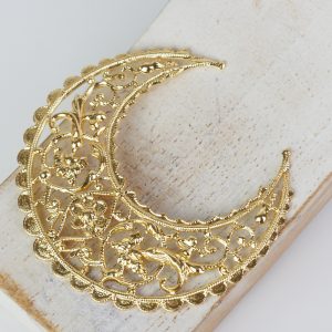 Yellow gold filigree big crescent 51x55 mm x 1 pc