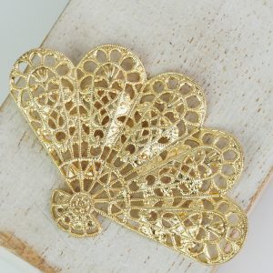 Yellow gold filigree big fan 54x36 mm x 1 pc