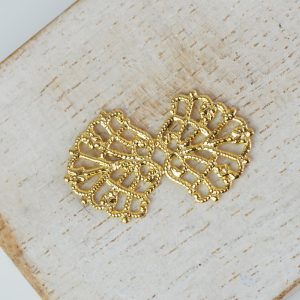 Yellow gold filigree bowtie 26x15 mm x 1 pc