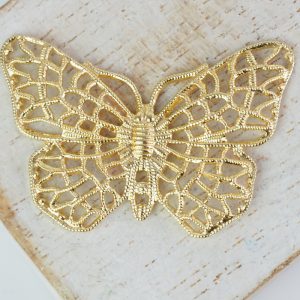 Yellow gold filigree butterfly 38x25 mm x 1 pc