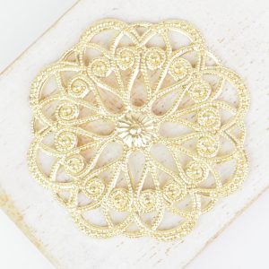 Yellow gold filigree circle dance 43x43 mm x 1 pc