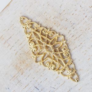 Yellow gold filigree diamond 32x14 mm x 1 pc