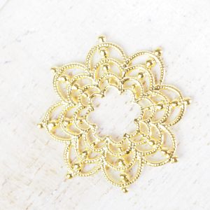 Yellow gold filigree firework 23x23 mm x 1 pc