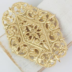 Yellow gold filigree flower garden 76x54 mm x 1 pc