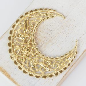 Yellow gold filigree medium crescent 44x48 mm x 1 pc