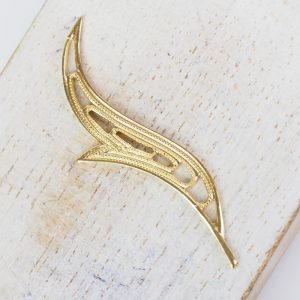 Yellow gold filigree wave 44x17 mm x 1 pc