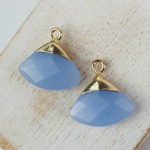 Gemstone drop in metal setting 18 x 19 mm Blue Opal x 1 pc