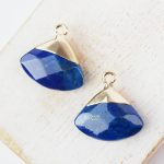 Gemstone drop in metal setting 18 x 19 mm Lapis Blue x 1 pc