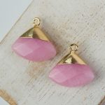 Gemstone drop in metal setting 18 x 19 mm Pink x 1 pc