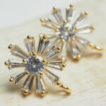12x15 mm earstud with rhinestones Sunburst Yellow Gold x 2 pc(s)