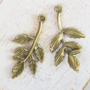 16x30 mm charm leaf antique bronze x 1 pc(s)