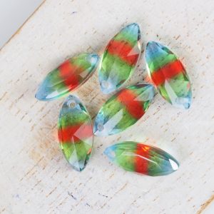 7x15 mm navette glass pendant Coral Reef Rainbow x 1 pc(s)