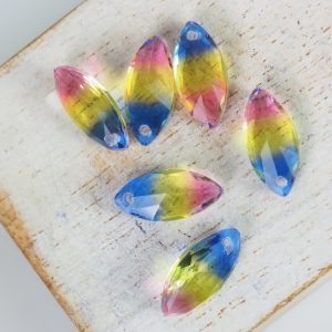 7x15 mm navette glass pendant Fiera Rainbow x 1 pc(s)