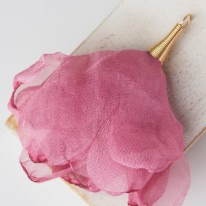 6-7 cm Poppy Flower from fabric and metal French Rose x 1 pc