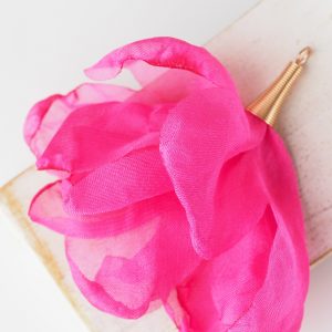 6-7 cm Poppy Flower from fabric and metal Pink x 1 pc