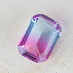 13x18 mm rectangle glass cabochon Pink-Aquamarine Rainbow x 1 pc(s)