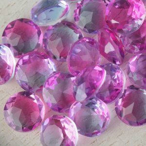 8x8 mm round glass cabochon Pink-Aquamarine Rainbow x 1 pc(s)