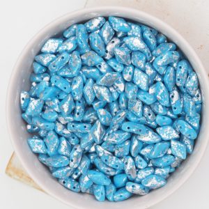 5 mm Gemduo beads Silver Splash Blue Turquoise x 10 g