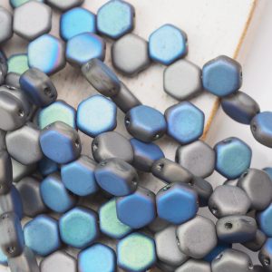 6 mm Honeycomb beads Glittery Matte Graphite x 30 pc(s)