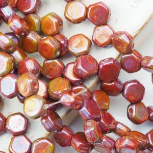 6 mm Honeycomb beads Hodge Podge Orange Nebula x 30 pc(s)