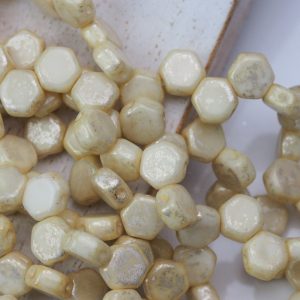 6 mm Honeycomb beads Silver Splash Chalk x 30 pc(s)