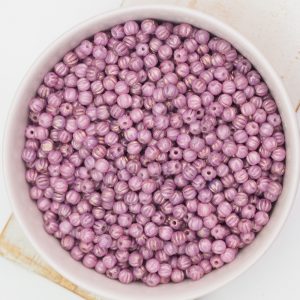 3 mm Melon beads Luster - Opaque Lilac x 100 pc(s)