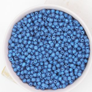 3 mm Melon beads Metallic Suede Blue x 100 pc(s)