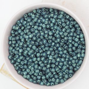 3 mm Melon beads Metallic Suede Light Green x 100 pc(s)