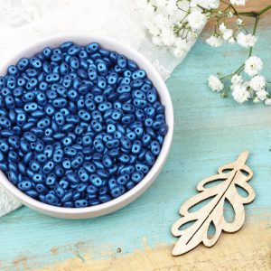 5 x 2.5 mm Superduo beads Metallic Suede Blue x 10 g