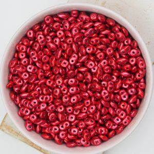 5 x 2.5 mm Superduo beads Metalust - Lipstick Red x 10 g