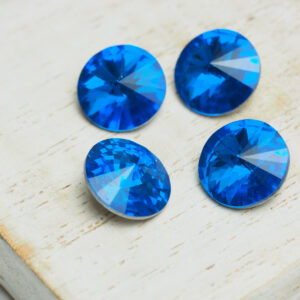 10 mm round glass cabochon Capri Blue x 4 pc(s)